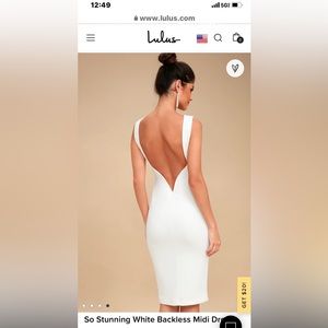 Lulu’s Stunning Backless White Midi Dress